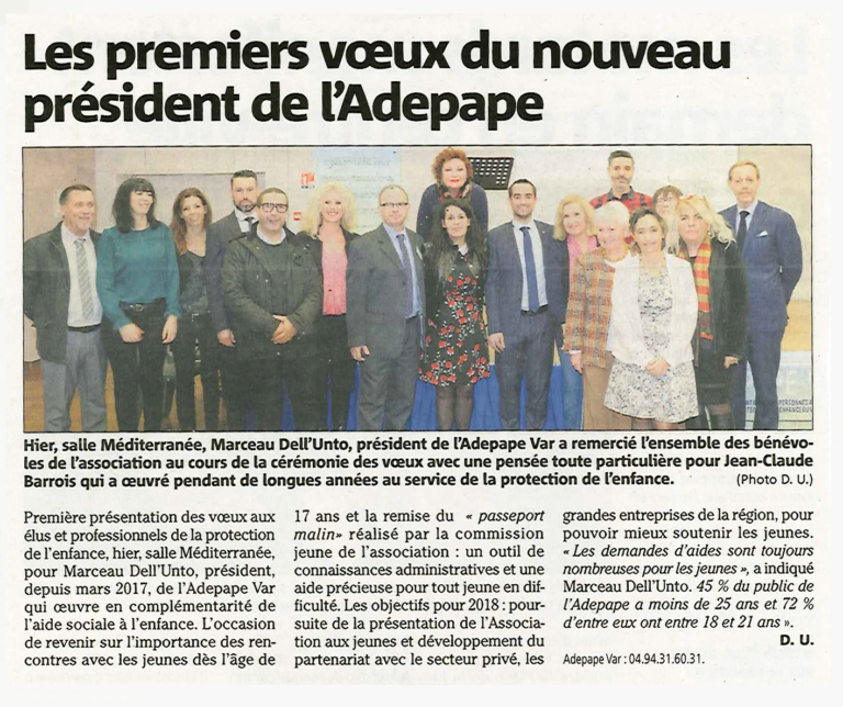 Aperçu du scan : Les premiers voeux du nouveau président de l'ADEPAPE