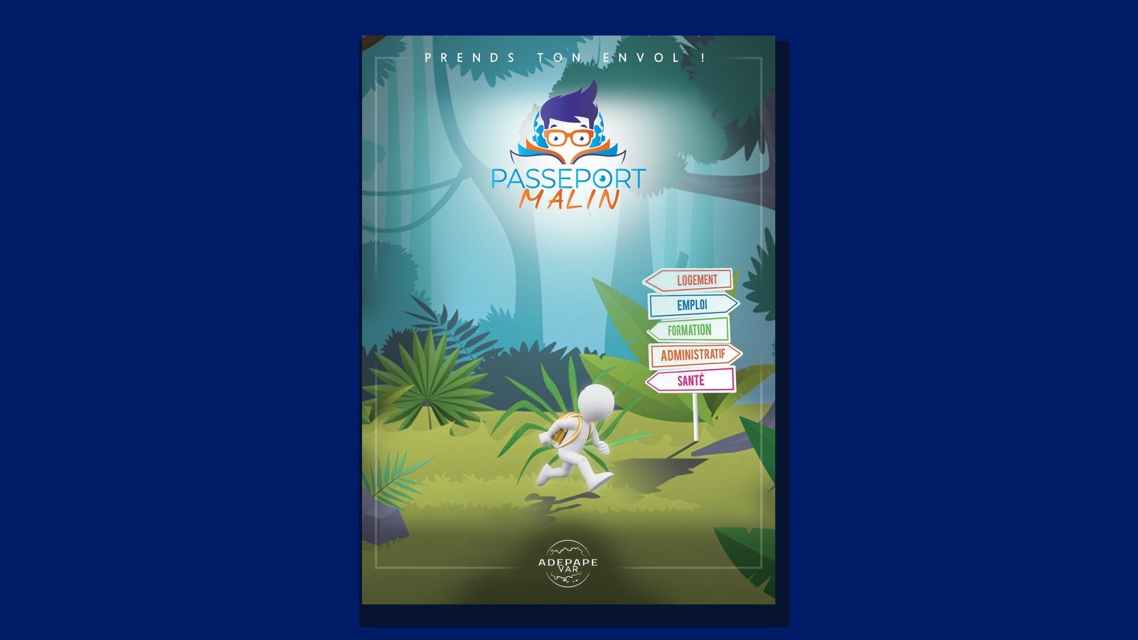 Le guide Passeport Malin de l’ADEPAPE Var, présenté sur un fond bleu.