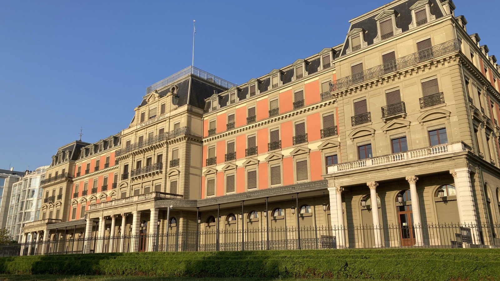 Façade du Palais Wilson, à Genève, siège du Haut-Commissariat des Nations unies aux droits de l'homme