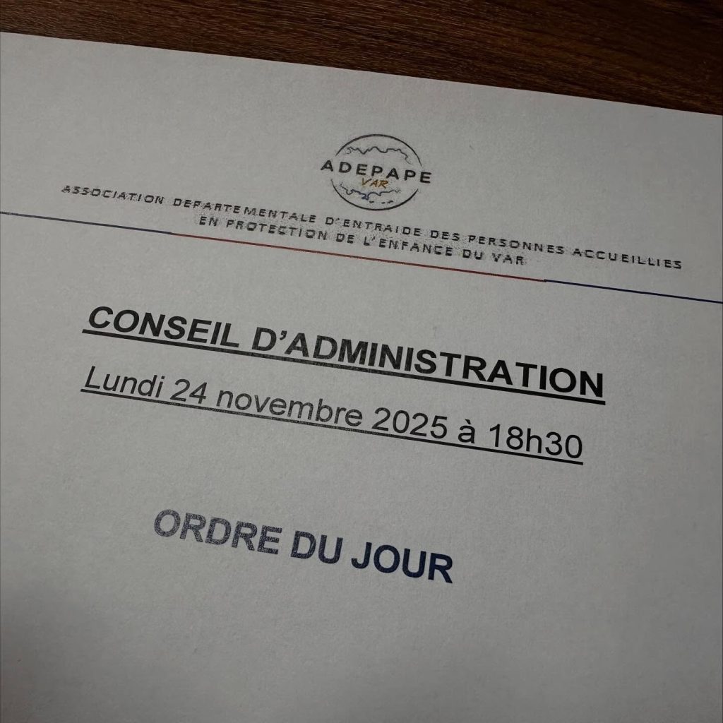 Conseil d’administration — ordre du jour.